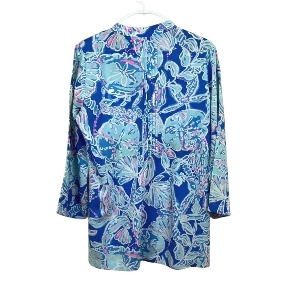 Lilly Pulitzer Elsa Top Shell Me Something New Blue Pink Coastal Blouse Medium - Picture 3 of 5